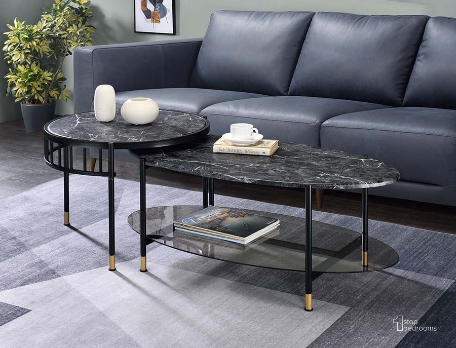 The appearance of Acme Silas Nesting Coffee Table Set designed by ACME in the modern / contemporary interior design. This marble piece of furniture  was selected by 1StopBedrooms from Silas Collection to add a touch of cosiness and style into your home. Sku: LV01088. Material: Wood. Product Type: Coffee Table. Image1