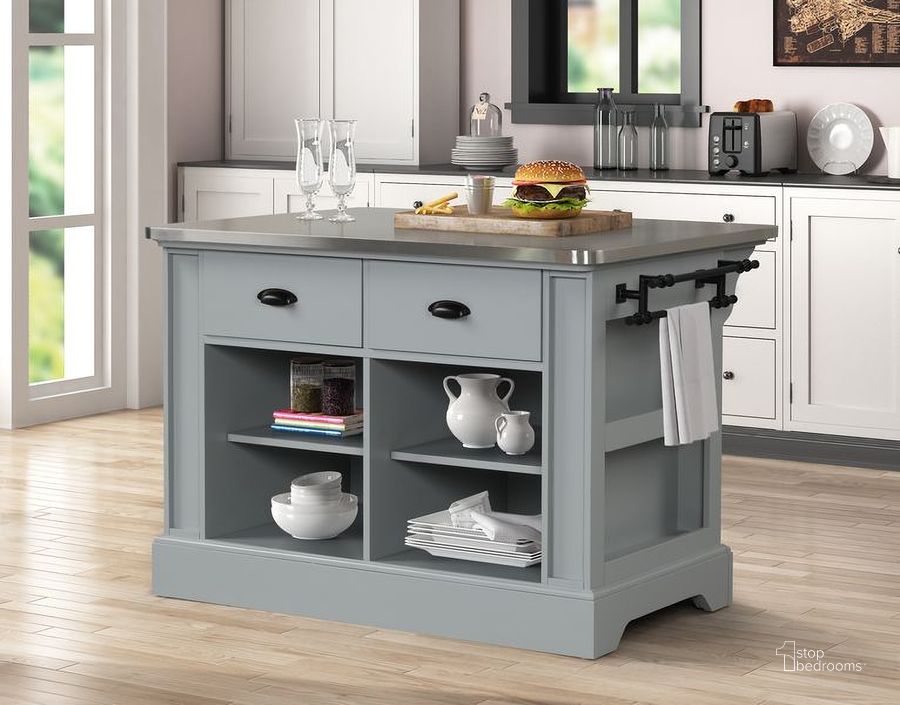 The appearance of Acme Urrur Kitchen Island In Gray Finish designed by ACME in the transitional interior design. This gray piece of furniture  was selected by 1StopBedrooms from Urrur Collection to add a touch of cosiness and style into your home. Sku: AC00187. Material: Wood. Product Type: Kitchen Island. Image1