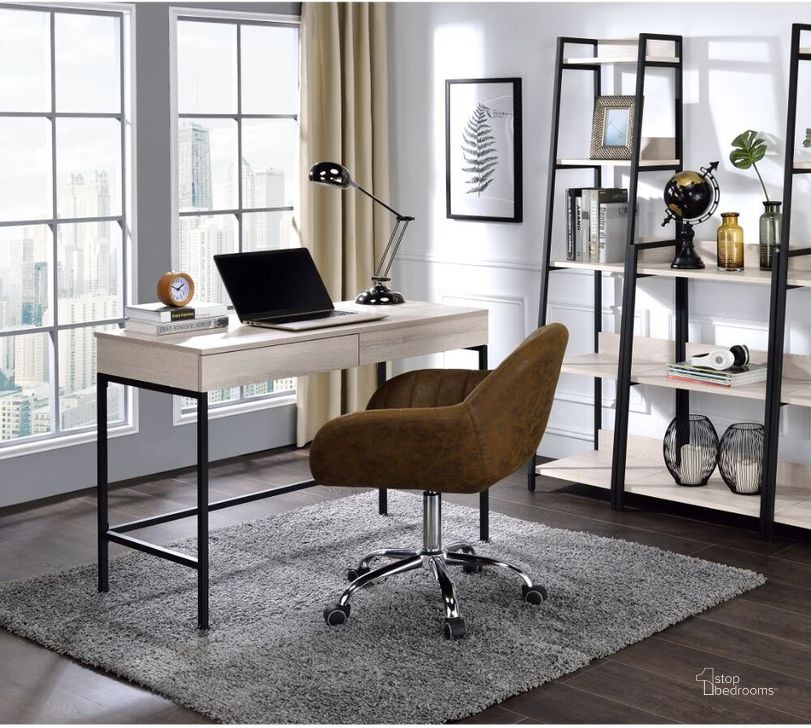The appearance of Acme Wendral Desk In Natural And Black designed by ACME in the industrial interior design. This natural piece of furniture  was selected by 1StopBedrooms from Wendral Collection to add a touch of cosiness and style into your home. Sku: 92670. Material: Wood. Product Type: Desk.