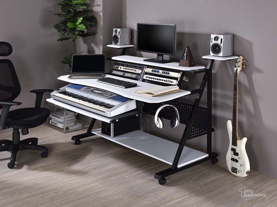The appearance of Acme Willow Music Desk In White And Black Finish designed by ACME in the industrial interior design. This white and black piece of furniture  was selected by 1StopBedrooms from Willow Collection to add a touch of cosiness and style into your home. Sku: OF00996. Material: Wood. Product Type: Desk. Image1