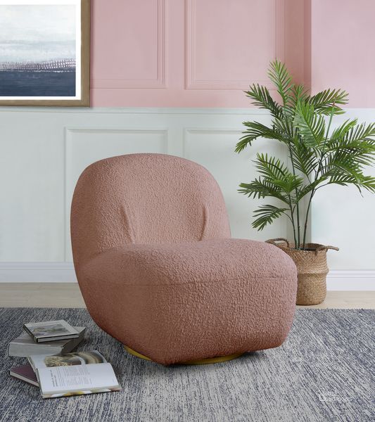 The appearance of Acme Yedaid Accent Chair With Swivel In Pink Teddy Sherpa designed by ACME in the modern / contemporary interior design. This pink piece of furniture  was selected by 1StopBedrooms from Yedaid Collection to add a touch of cosiness and style into your home. Sku: AC00232. Material: Wood. Product Type: Accent Chair. Image1