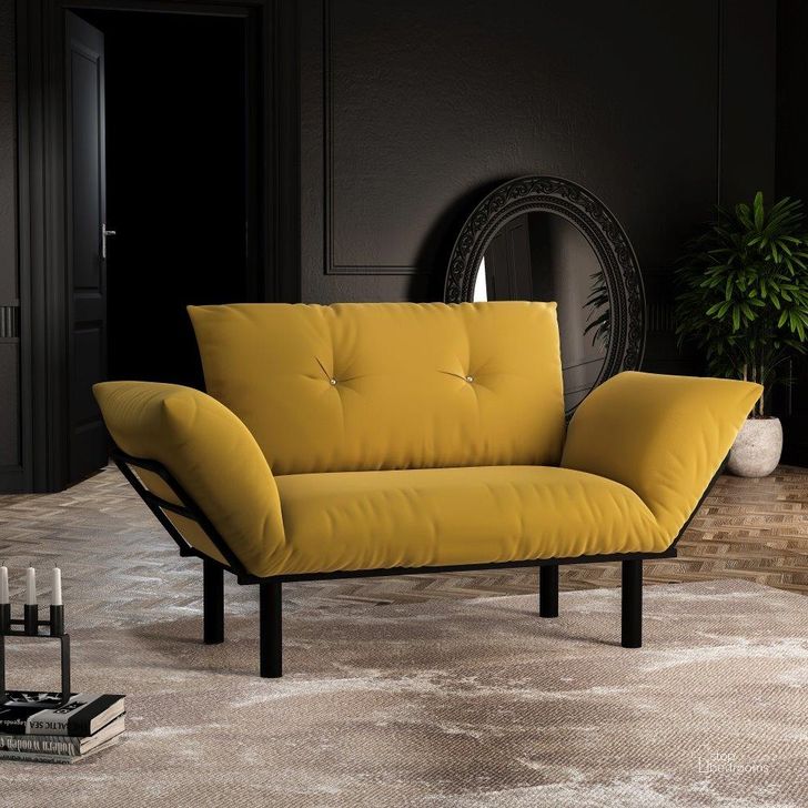 The appearance of Ada Love Seat In Yellow designed by Furnia in the modern / contemporary interior design. This yellow piece of furniture  was selected by 1StopBedrooms from Ada Collection to add a touch of cosiness and style into your home. Sku: 700-ADA-YELLOW. Material: Metal. Product Type: Loveseat. Image1