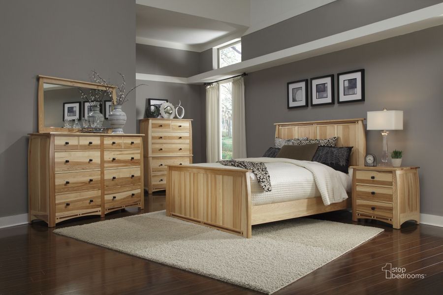 The appearance of Adamstown Natural Panel Bedroom Set designed by A-America in the cabin / lodge interior design. This brown piece of furniture  was selected by 1StopBedrooms from Adamstown Collection to add a touch of cosiness and style into your home. Sku: ADANT507F;ADANT507H;ADANT507V;ADANT5750. Bed Type: Panel Bed. Material: Wood. Product Type: Panel Bed. Bed Size: Queen. Image1