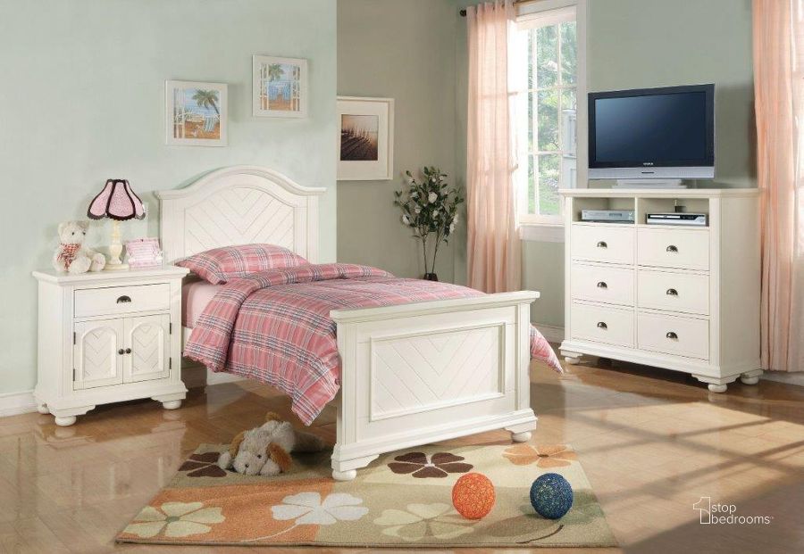 The appearance of Addison White Youth Panel Bedroom Set designed by Picket House in the transitional interior design. This white piece of furniture  was selected by 1StopBedrooms from Addison Collection to add a touch of cosiness and style into your home. Sku: BP700THW;BP700TFW;BP700TRW;BP700NSWO. Bed Type: Panel Bed. Product Type: Panel Bed. Bed Size: Twin. Material: MDF. Image1