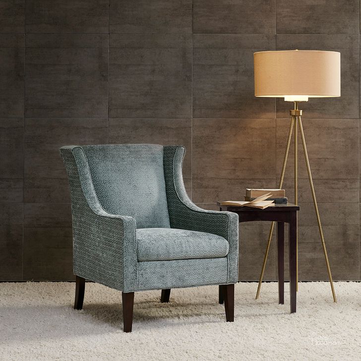 The appearance of Addy Wing Chair In Blue designed by Olliix in the transitional interior design. This blue piece of furniture  was selected by 1StopBedrooms from Addy Collection to add a touch of cosiness and style into your home. Sku: FPF18-0472. Material: Wood. Product Type: Accent Chair. Image1
