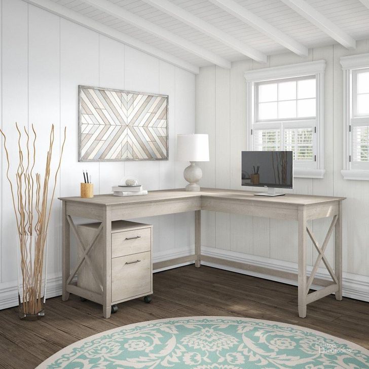 The appearance of Adelphe Washed Grey Home Office Desk & Hutch 0qc24519916 designed by Polished Pine in the country / farmhouse interior design. This washed grey piece of furniture  was selected by 1StopBedrooms from Adelphe Collection to add a touch of cosiness and style into your home. Sku: KWS013WG. Product Type: Home Office Desk. Image1