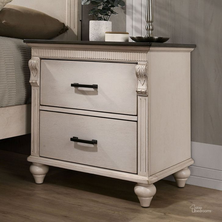 The appearance of Agathon Night Stand In Antique White and Walnut designed by Furniture of America in the transitional interior design. This walnut and white piece of furniture  was selected by 1StopBedrooms from Agathon Collection to add a touch of cosiness and style into your home. Sku: CM7182N. Material: Wood. Product Type: Nightstand. Image1