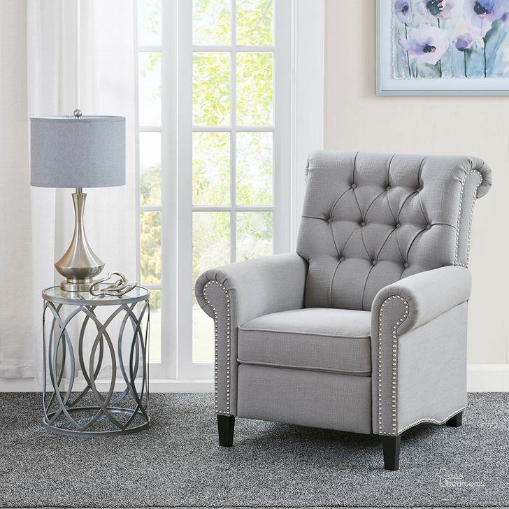 The appearance of Aidan Push Back Recliner In Grey designed by Olliix in the transitional interior design. This grey piece of furniture  was selected by 1StopBedrooms from Aidan Collection to add a touch of cosiness and style into your home. Sku: MP103-0826. Material: Wood. Product Type: Recliner. Image1