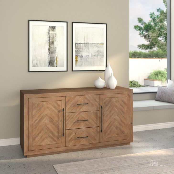 The appearance of Aiden Sideboard In Natural designed by Alpine in the transitional interior design. This natural piece of furniture  was selected by 1StopBedrooms from Aiden Collection to add a touch of cosiness and style into your home. Sku: 3348-06. Product Type: Sideboard. Material: Pine. Image1