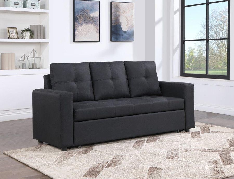 The appearance of Aiden Sleeper Sofa with Tufting In Black designed by Lilola Home in the modern / contemporary interior design. This black piece of furniture  was selected by 1StopBedrooms from Aiden Collection to add a touch of cosiness and style into your home. Sku: 81415. Material: Wood. Product Type: Sofa Sleeper. Image1