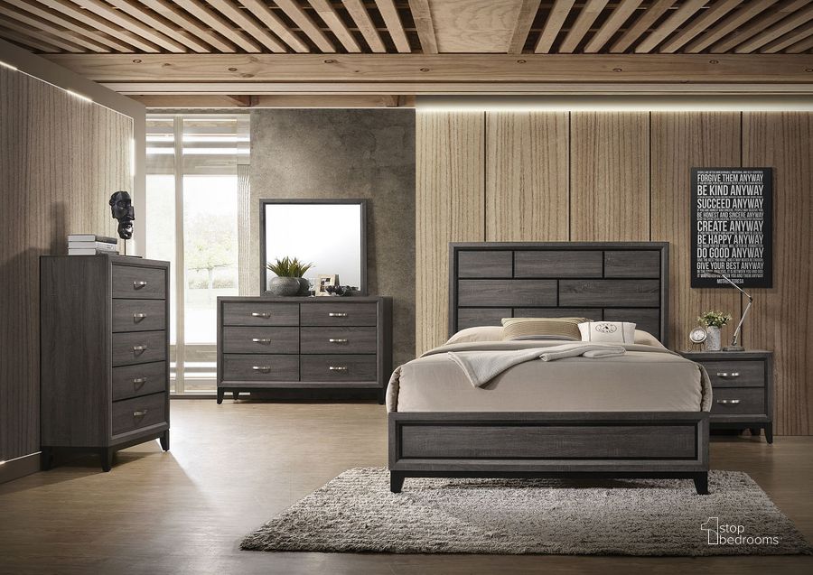 The appearance of Akerson Panel Bedroom Set designed by Crown Mark in the modern / contemporary interior design. This gray piece of furniture  was selected by 1StopBedrooms from Akerson Collection to add a touch of cosiness and style into your home. Sku: B4620-Q-HBFB;B4620-KQ-RAIL;B4620-2. Bed Type: Panel Bed. Material: Wood. Product Type: Panel Bed. Bed Size: Queen. Image1