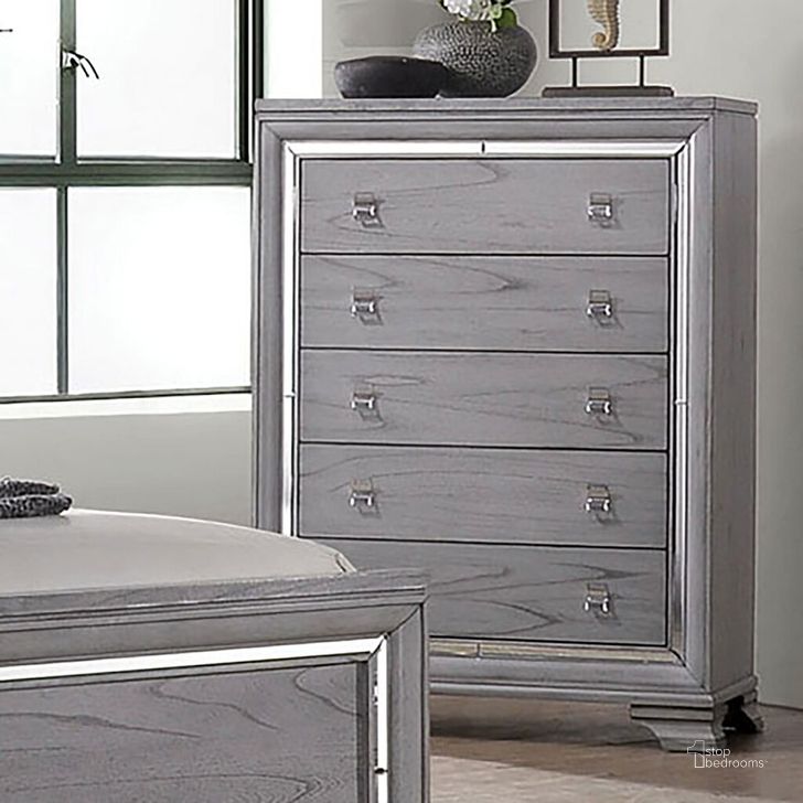 The appearance of Alanis Chest In Light Gray designed by Furniture of America in the modern / contemporary interior design. This light gray piece of furniture  was selected by 1StopBedrooms from Alanis Collection to add a touch of cosiness and style into your home. Sku: CM7579C. Material: Wood. Product Type: Chest. Image1
