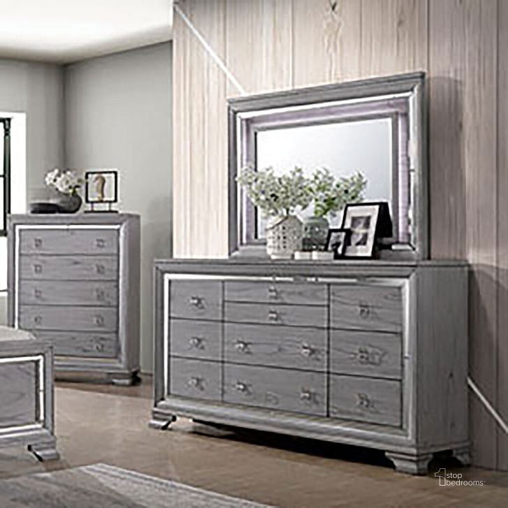 The appearance of Alanis Dresser In Light Gray designed by Furniture of America in the modern / contemporary interior design. This light gray piece of furniture  was selected by 1StopBedrooms from Alanis Collection to add a touch of cosiness and style into your home. Sku: CM7579D. Material: Wood. Product Type: Dresser. Image1