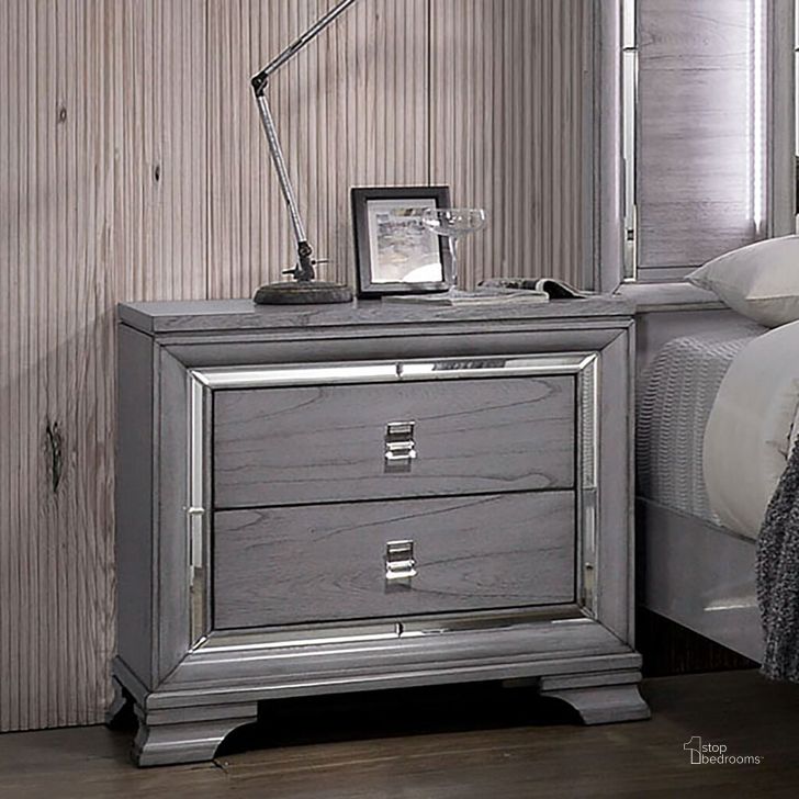 The appearance of Alanis Night Stand In Light Gray designed by Furniture of America in the modern / contemporary interior design. This light gray piece of furniture  was selected by 1StopBedrooms from Alanis Collection to add a touch of cosiness and style into your home. Sku: CM7579N. Material: Wood. Product Type: Nightstand. Image1