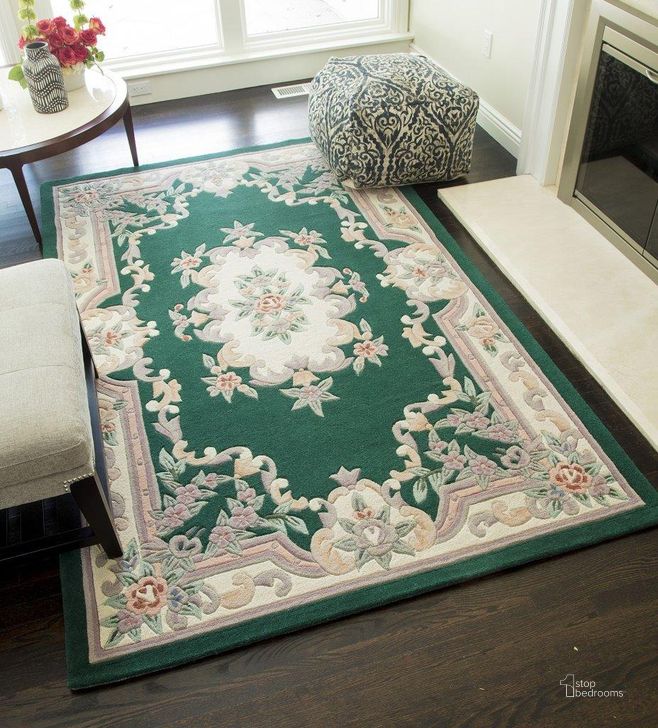 The appearance of Ale x is 510-361 Emerald European Traditional Green 4' x 6' Area Rug designed by Rugs America in the traditional interior design. This emerald piece of furniture  was selected by 1StopBedrooms from Alexis Collection to add a touch of cosiness and style into your home. Sku: RA21544. Material: Wool. Product Type: Area Rugs. Image1