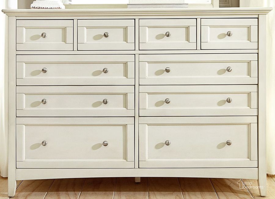 The appearance of Aledona White Dresser designed by Off 5th Home in the transitional interior design. This white piece of furniture  was selected by 1StopBedrooms from Aledona Collection to add a touch of cosiness and style into your home. Sku: NRLWT5520. Product Type: Dresser. Image1