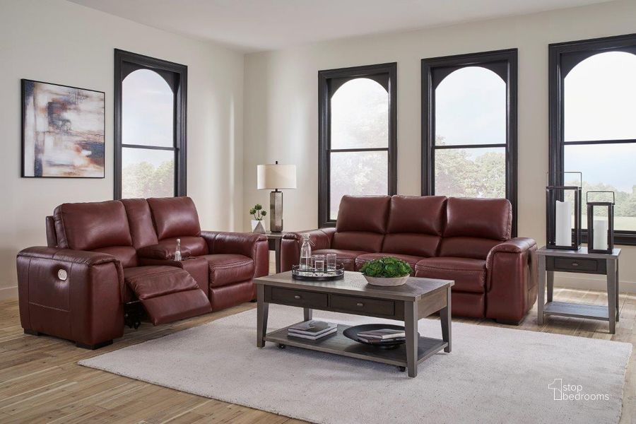 The appearance of Alessandro Power Reclining Living Room Set In Garnet designed by Signature Design by Ashley in the modern / contemporary interior design. This garnet piece of furniture  was selected by 1StopBedrooms from Alessandro Collection to add a touch of cosiness and style into your home. Sku: U2550115;U2550118. Product Type: Living Room Set. Image1