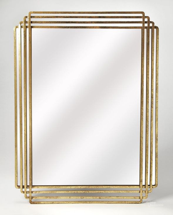 The appearance of Allorah Gold Accent Mirror designed by Off 5th Home in the transitional interior design. This gold piece of furniture  was selected by 1StopBedrooms from Allorah Collection to add a touch of cosiness and style into your home. Sku: 4436226. Product Type: Wall Mirror. Material: Iron. Image1