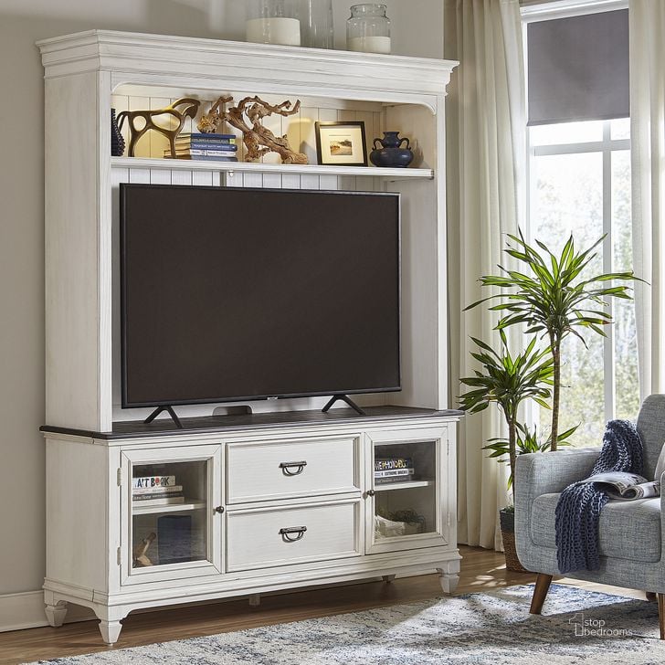 The appearance of Allyson Park Entertainment Center designed by Liberty in the country / farmhouse interior design. This white piece of furniture  was selected by 1StopBedrooms from Allyson Park Collection to add a touch of cosiness and style into your home. Sku: 417-TV72;417-EC73. Product Type: Entertainment Center. Material: Wood Veneer. Image1