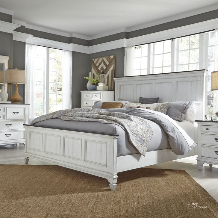 The appearance of Allyson Park Wire Brushed White Panel Bedroom Set designed by Liberty in the traditional interior design. This white piece of furniture  was selected by 1StopBedrooms from Allyson Park Collection to add a touch of cosiness and style into your home. Sku: 417-BR13;417-BR14;417-BR90;417-BR61. Bed Type: Panel Bed. Product Type: Panel Bed. Bed Size: Queen. Material: Pine. Image1