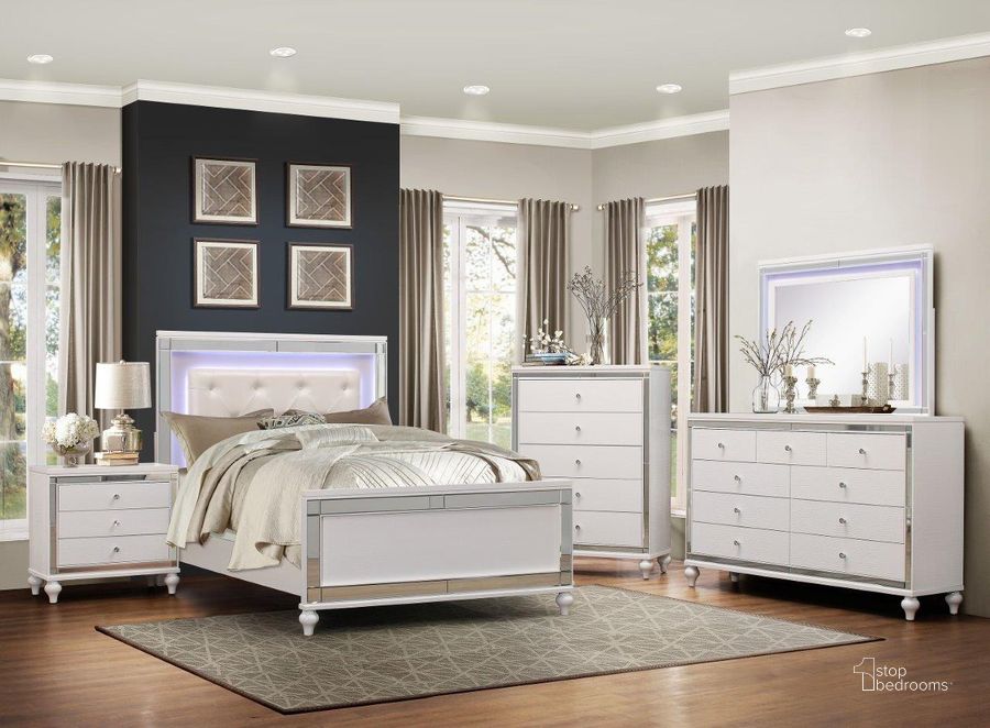 The appearance of Alonza White Upholstered Panel Bedroom Set designed by Homelegance in the modern / contemporary interior design. This white piece of furniture  was selected by 1StopBedrooms from Alonza Collection to add a touch of cosiness and style into your home. Sku: 1845LED-1;1845-2;1845-3;1845-4. Bed Type: Panel Bed. Material: Wood. Product Type: Panel Bed. Bed Size: Queen. Image1