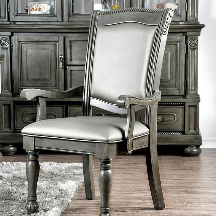 The appearance of Alpena Arm Chair (Gray) (Set of 2) designed by Furniture of America in the traditional interior design. This gray piece of furniture  was selected by 1StopBedrooms from Alpena Collection to add a touch of cosiness and style into your home. Sku: CM3350GY-AC-2PK. Material: Wood. Product Type: Dining Chair. Image1