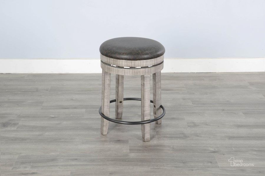 The appearance of Alpine 24 Inch Swivel Stool Set of 2 With Cushion Seat In Grey designed by Sunny Design in the industrial interior design. This grey piece of furniture  was selected by 1StopBedrooms from Alpine Collection to add a touch of cosiness and style into your home. Sku: 1624AG-24. Material: Wood. Product Type: Barstool. Image1