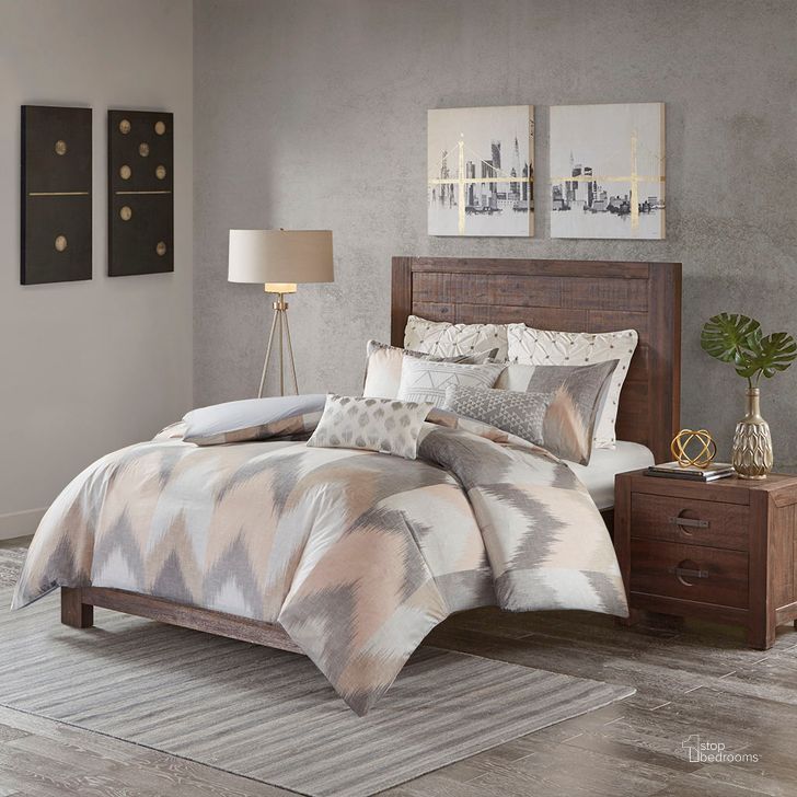 The appearance of Alpine Cotton Printed Queen Comforter Set In Blush designed by Olliix in the transitional interior design. This blush piece of furniture  was selected by 1StopBedrooms from Alpine Collection to add a touch of cosiness and style into your home. Sku: II10-931. Material: Polyester. Bed Size: Queen. Product Type: Comforter Set. Image1