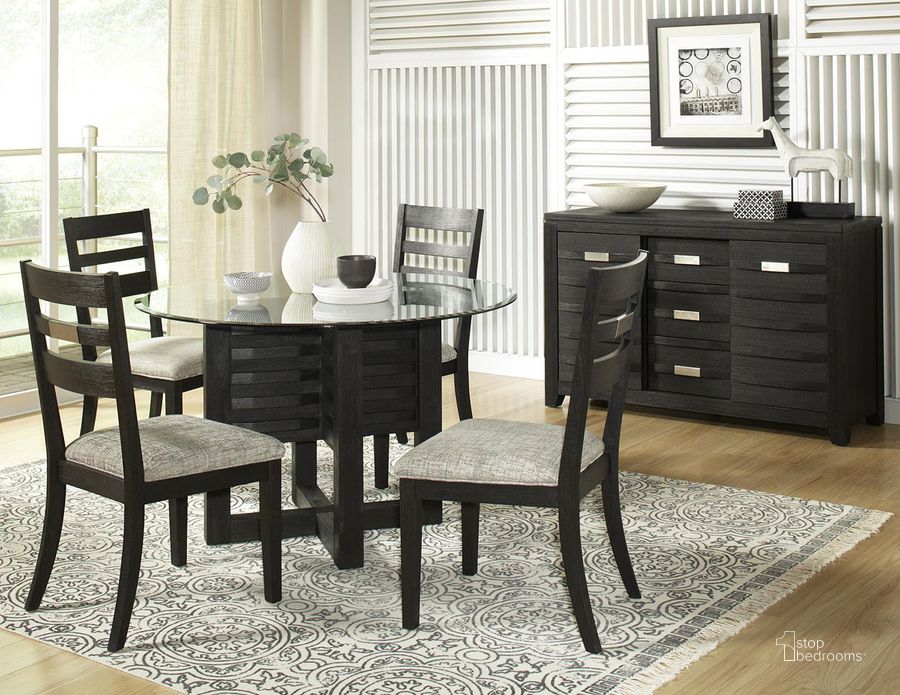 The appearance of Altamonte Round Dining Room Set (Charcoal) designed by Jofran in the modern / contemporary interior design. This charcoal piece of furniture  was selected by 1StopBedrooms from Altamonte Collection to add a touch of cosiness and style into your home. Sku: 1851-48BG48RD;1851-420KD. Table Base Style: Pedestal. Table Top Shape: Round. Material: Wood. Product Type: Dining Room Set. Image1