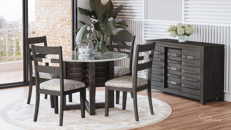 The appearance of Altamonte Round Dining Room Set (Grey) designed by Jofran in the modern / contemporary interior design. This brushed grey piece of furniture  was selected by 1StopBedrooms from Altamonte Collection to add a touch of cosiness and style into your home. Sku: 1855-48BG48RD;1855-420KD. Table Base Style: Pedestal. Table Top Shape: Round. Material: Wood. Product Type: Dining Room Set. Image1