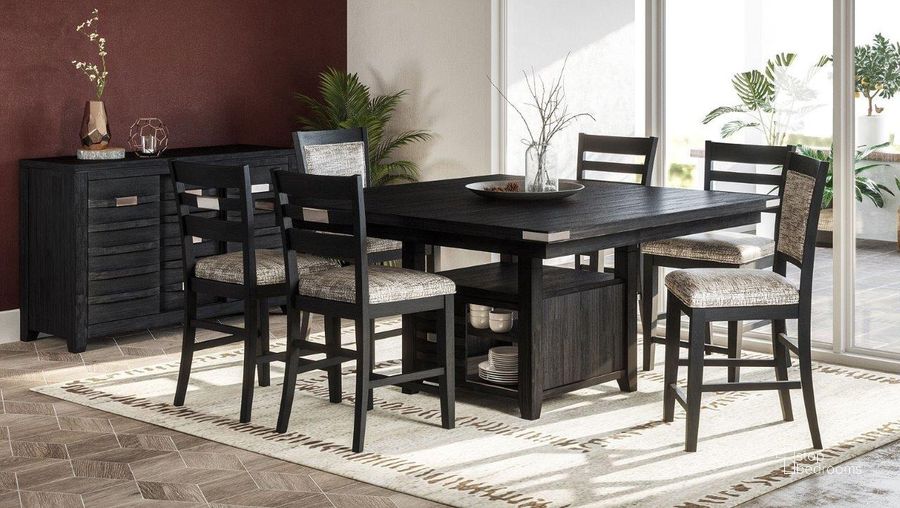 The appearance of Altamonte Square Counter Height Dining Set with Chair Choices (Charcoal) designed by Jofran in the modern / contemporary interior design. This black piece of furniture  was selected by 1StopBedrooms from Altamonte Collection to add a touch of cosiness and style into your home. Sku: 1851-60. Table Top Shape: Square. Material: Wood. Product Type: Dining Room Set. Image1
