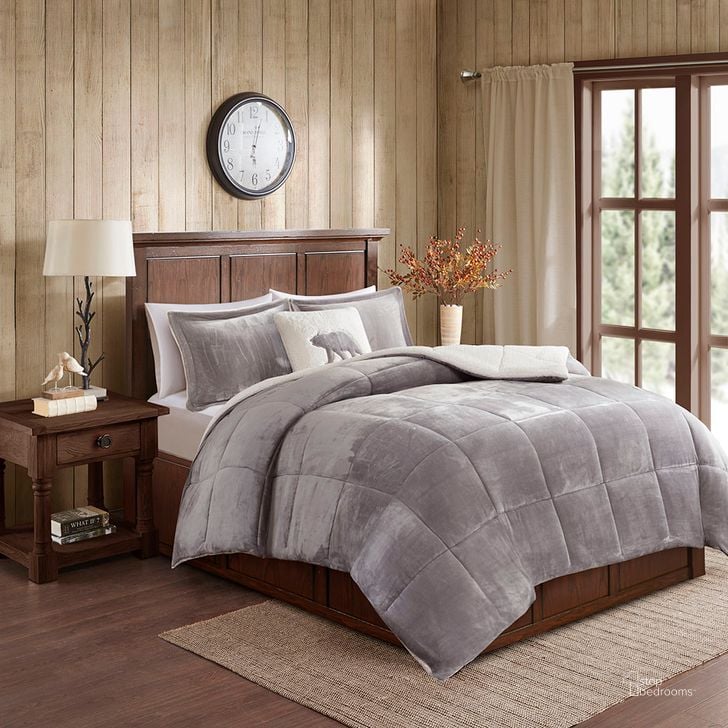 The appearance of Alton Polyester Solid Velour To Berber Twin Comforter Set In Grey/Ivory designed by Olliix in the cabin / lodge interior design. This grey/ivory piece of furniture  was selected by 1StopBedrooms from Alton Collection to add a touch of cosiness and style into your home. Sku: WR10-2061. Material: Polyester. Bed Size: Twin. Product Type: Comforter Set. Image1