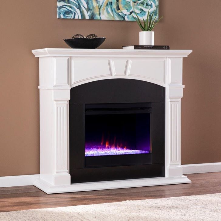 The appearance of Altonette Color Changing Fireplace designed by SEI Furniture in the transitional interior design. This white and black piece of furniture  was selected by 1StopBedrooms from Altonette Collection to add a touch of cosiness and style into your home. Sku: FC1153859. Material: Wood. Product Type: Fireplace. Image1