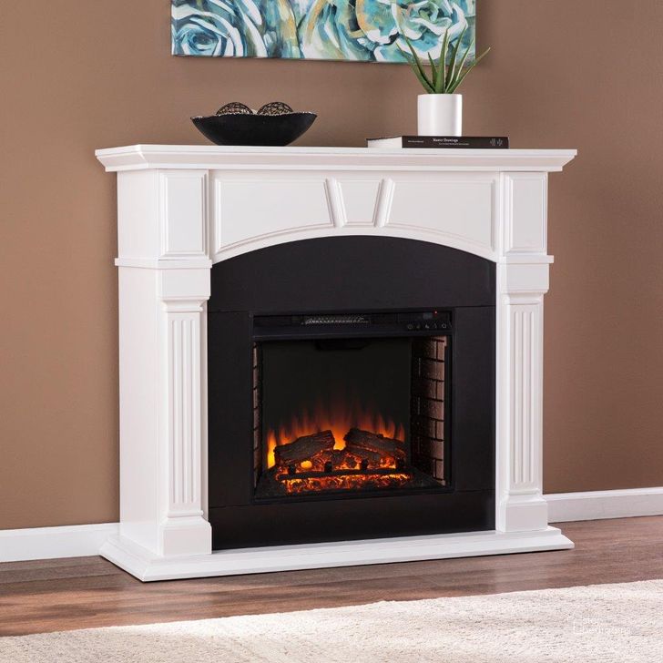 The appearance of Altonette Electric Fireplace designed by SEI Furniture in the transitional interior design. This white and black piece of furniture  was selected by 1StopBedrooms from Altonette Collection to add a touch of cosiness and style into your home. Sku: FE1153859. Material: Wood. Product Type: Fireplace. Image1