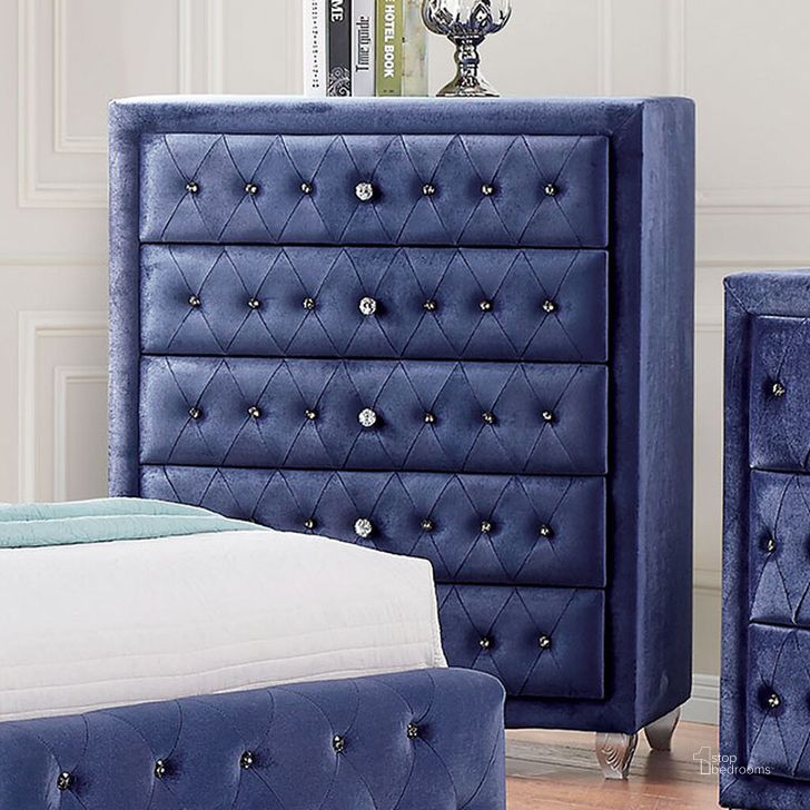 The appearance of Alzir Chest In Blue designed by Furniture of America in the glam interior design. This blue piece of furniture  was selected by 1StopBedrooms from Alzir Collection to add a touch of cosiness and style into your home. Sku: CM7150BL-C. Material: Wood. Product Type: Chest. Image1