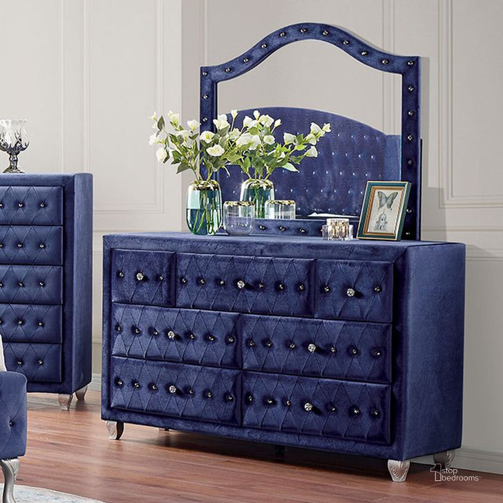 The appearance of Alzir Dresser In Blue designed by Furniture of America in the glam interior design. This blue piece of furniture  was selected by 1StopBedrooms from Alzir Collection to add a touch of cosiness and style into your home. Sku: CM7150BL-D. Material: Wood. Product Type: Dresser. Image1