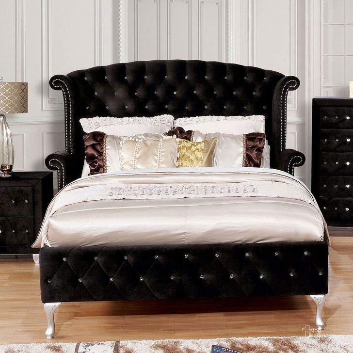 The appearance of Alzire Eastern King Bed In Black designed by Furniture of America in the glam interior design. This black piece of furniture  was selected by 1StopBedrooms from Alzire Collection to add a touch of cosiness and style into your home. Sku: CM7150BK-EK-HB;CM7150BK-EK-FBR;CM7150BK-EK-W. Bed Type: Platform Bed. Material: Wood. Product Type: Platform Bed. Bed Size: King. Image1