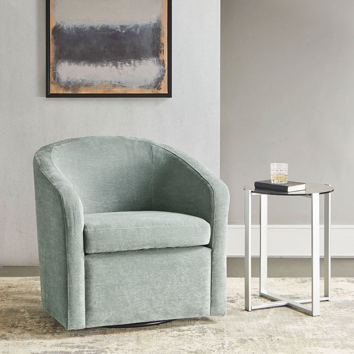 The appearance of Amber Swivel Chair In Light Blue designed by Olliix in the glam interior design. This light blue piece of furniture  was selected by 1StopBedrooms from Amber Collection to add a touch of cosiness and style into your home. Sku: MT103-0049. Material: Wood. Product Type: Living Room Chair. Image1