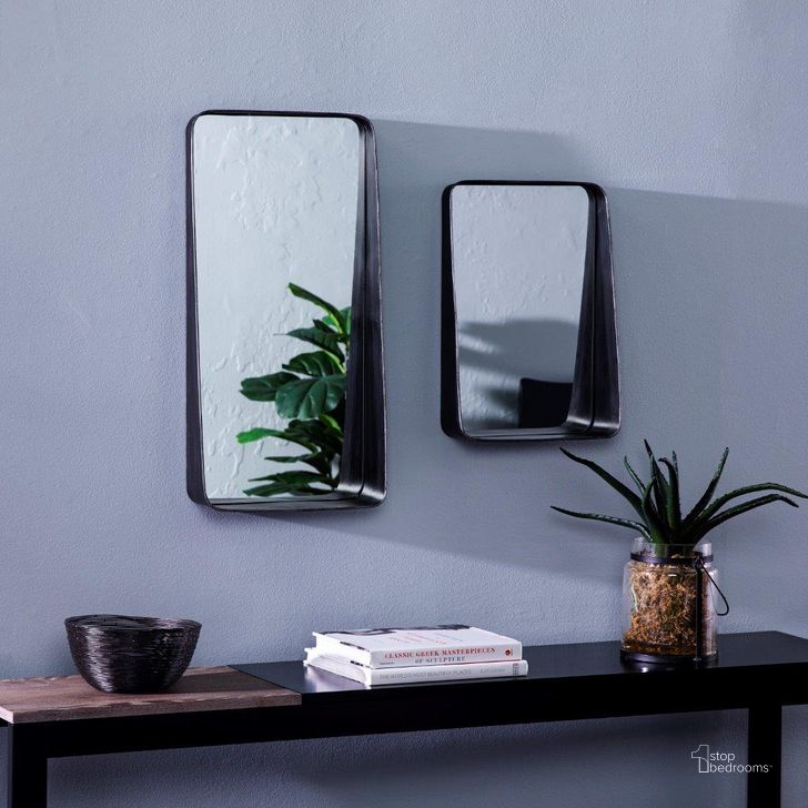 The appearance of Amboros Decorative Mirrors With Shelves Set of 2 designed by SEI Furniture in the transitional interior design. This black piece of furniture  was selected by 1StopBedrooms from Amboros Collection to add a touch of cosiness and style into your home. Sku: WS1216217. Product Type: Accent Mirror. Material: Iron. Image1