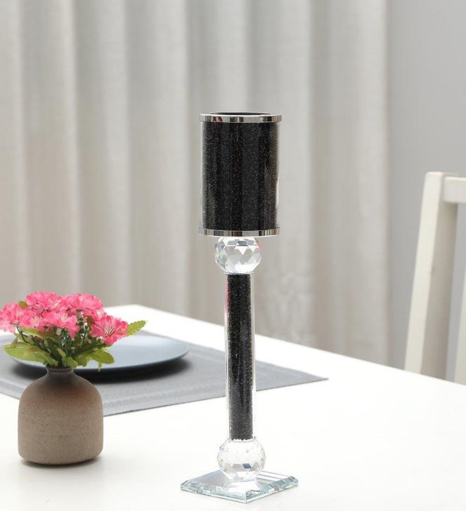 The appearance of Ambrose Exquisite Large Candle Holder CAN3MBTR0303 designed by Amazing Rugs in the modern / contemporary interior design. This black piece of furniture  was selected by 1StopBedrooms from Ambrose Collection to add a touch of cosiness and style into your home. Sku: CANDH1LB1120. Material: Glass. Product Type: Candle Holder. Image1