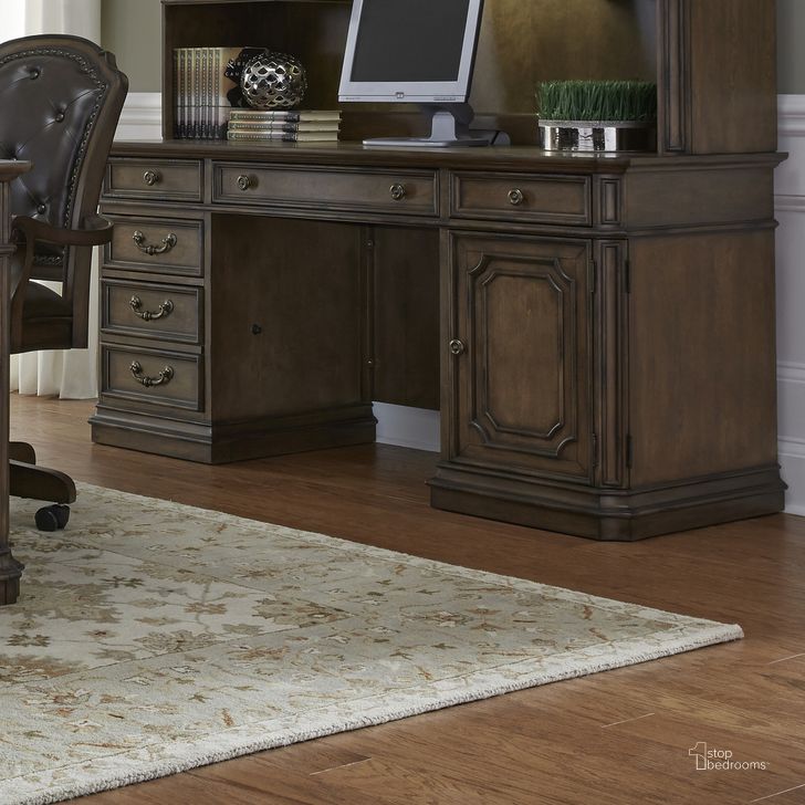 The appearance of Amelia Antique Toffee Jr Executive Home Office Set designed by Liberty in the traditional interior design. This brown piece of furniture  was selected by 1StopBedrooms from Amelia Collection to add a touch of cosiness and style into your home. Sku: 487-HO105B;487-HO105T;487-HO197. Material: Wood. Product Type: Home Office Set. Image1