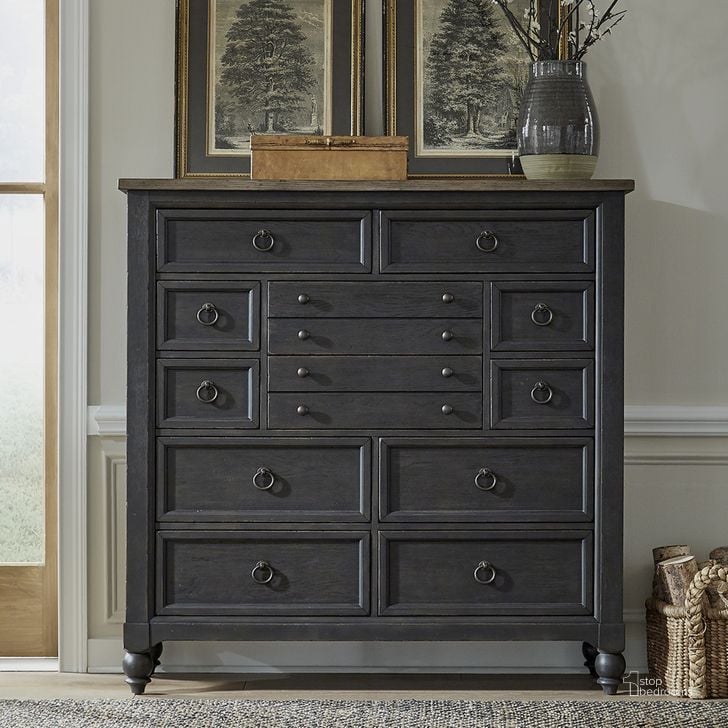 The appearance of Americana Farmhouse 12 Drawer Chesser In Black designed by Liberty in the traditional interior design. This black piece of furniture  was selected by 1StopBedrooms from Americana Farmhouse Collection to add a touch of cosiness and style into your home. Sku: 615-BR32-B. Product Type: Chesser. Material: Wood Veneer. Image1