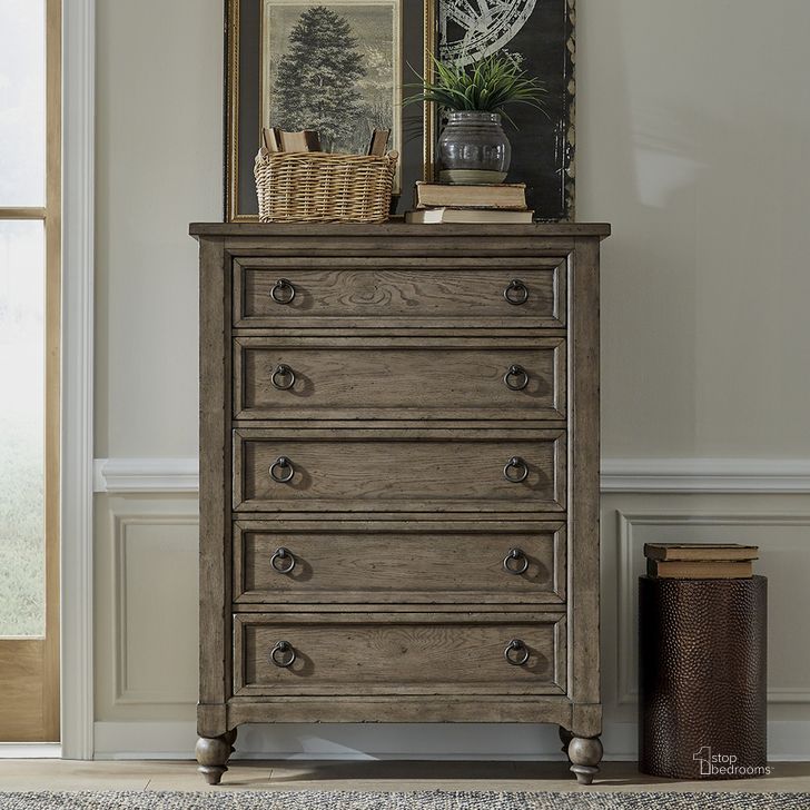 The appearance of Americana Farmhouse 5 Drawer Chest designed by Liberty in the traditional interior design. This taupe piece of furniture  was selected by 1StopBedrooms from Americana Farmhouse Collection to add a touch of cosiness and style into your home. Sku: 615-BR41. Product Type: Chest. Material: Wood Veneer. Image1