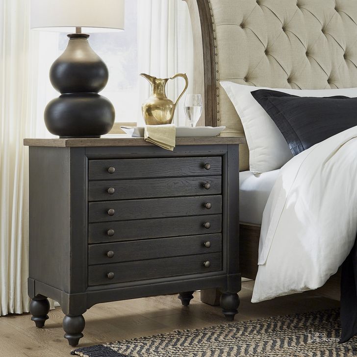 The appearance of Americana Farmhouse Bedside Chest With Charging Station In Black designed by Liberty in the traditional interior design. This black piece of furniture  was selected by 1StopBedrooms from Americana Farmhouse Collection to add a touch of cosiness and style into your home. Sku: 615-BR62-B. Product Type: Chest. Material: Wood Veneer. Image1