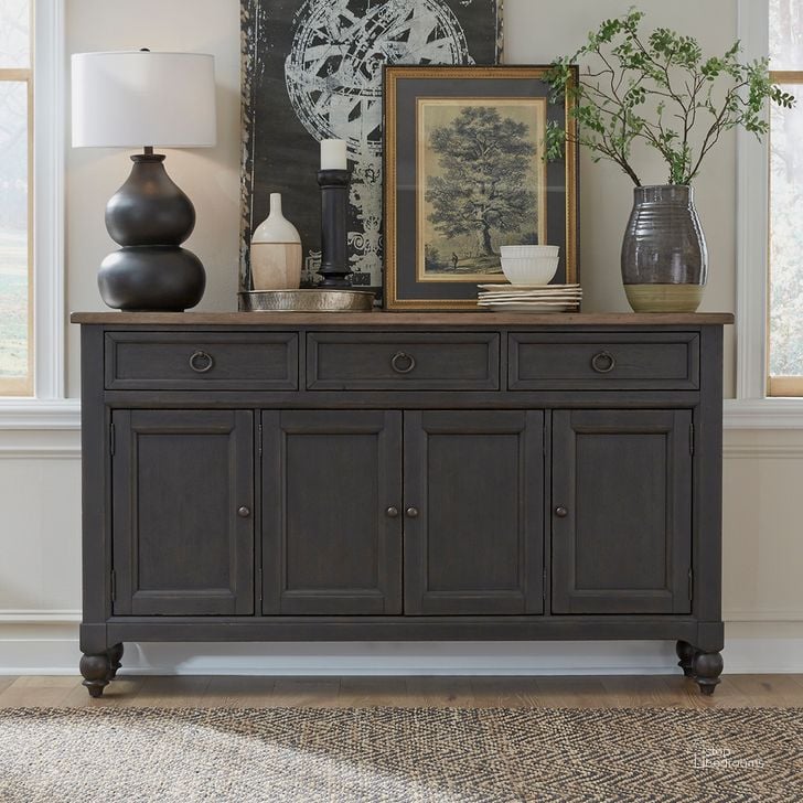 The appearance of Americana Farmhouse Hall Buffet In Black designed by Liberty in the traditional interior design. This black piece of furniture  was selected by 1StopBedrooms from Americana Farmhouse Collection to add a touch of cosiness and style into your home. Sku: 615-HB7242-B. Product Type: Buffet. Material: Rubberwood. Image1