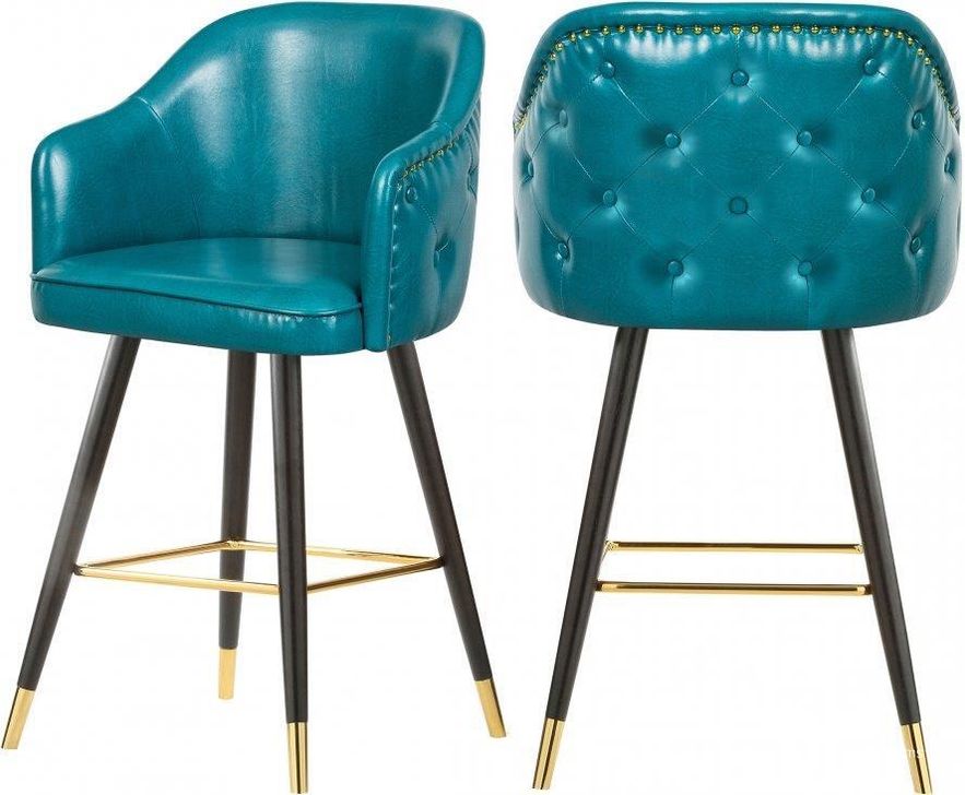 The appearance of Amersfort Blue Barstool Set of 2 designed by Furnique in the modern / contemporary interior design. This blue piece of furniture  was selected by 1StopBedrooms from Amersfort Collection to add a touch of cosiness and style into your home. Sku: 900Blue-C. Material: Faux Leather. Product Type: Barstool. Image1