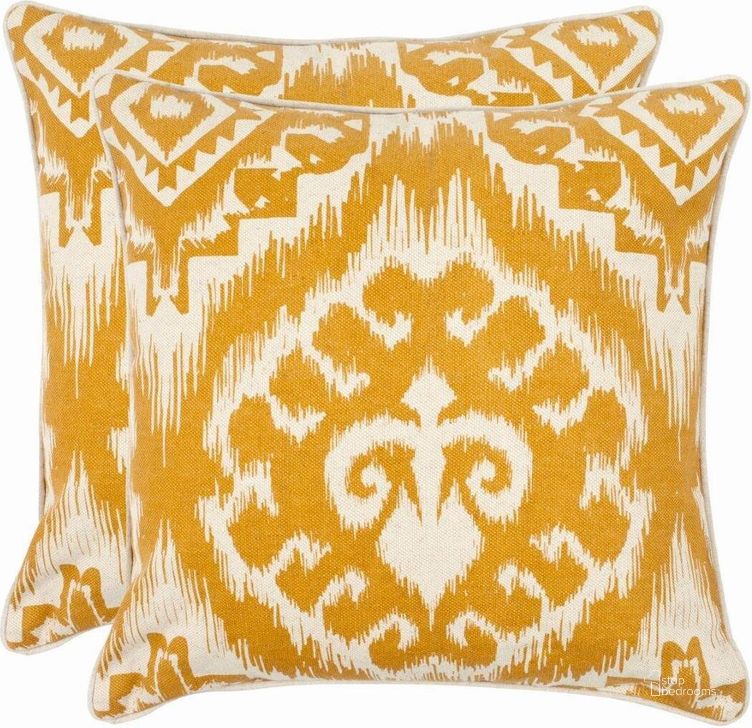 The appearance of Amiri Pillow PIL839A-1818 Set of 2 designed by Safavieh in the modern / contemporary interior design. This saffron piece of furniture  was selected by 1StopBedrooms from Amiri Collection to add a touch of cosiness and style into your home. Sku: PIL839A-1818-SET2. Material: Cotton. Product Type: Pillows and Throw.