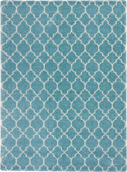 The appearance of Amore Aqua 7 X 10 Area Rug designed by Nourison in the modern / contemporary interior design. This aqua piece of furniture  was selected by 1StopBedrooms from Amore Collection to add a touch of cosiness and style into your home. Sku: 99446331489. Material: Polypropylene. Product Type: Area Rugs. Image1