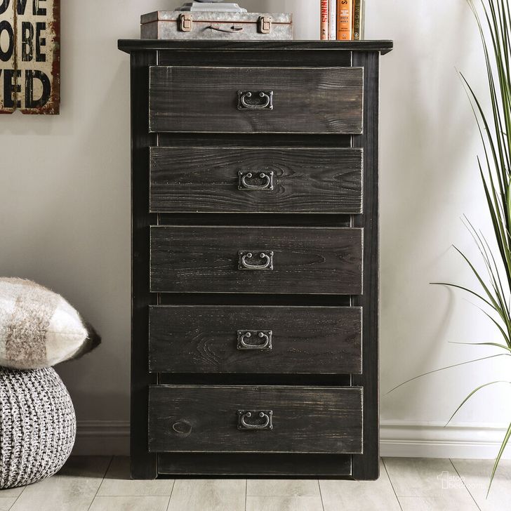The appearance of Ampelios Chest In Black designed by Furniture of America in the rustic / southwestern interior design. This black piece of furniture  was selected by 1StopBedrooms from Ampelios Collection to add a touch of cosiness and style into your home. Sku: AM7000BK-C. Material: Wood. Product Type: Chest. Image1