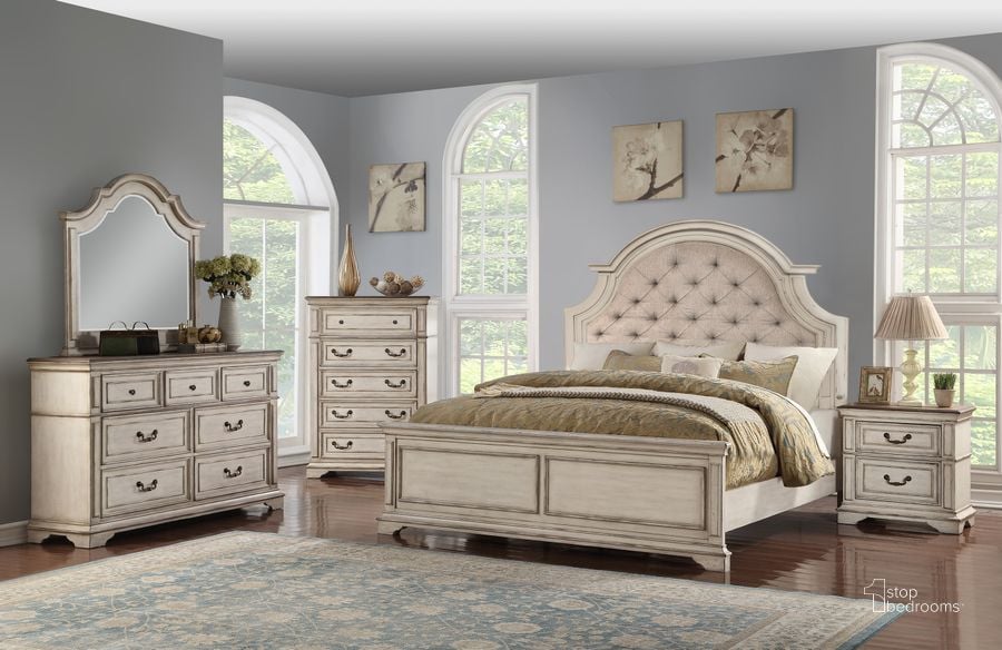 The appearance of Anastasia Two Toned Upholstered Panel Bedroom Set designed by New Classic in the rustic / southwestern interior design. This white piece of furniture  was selected by 1StopBedrooms from Anastasia Collection to add a touch of cosiness and style into your home. Sku: B1731-310;B1731-320;B1731-330;B1731-040. Bed Type: Panel Bed. Material: Wood. Product Type: Panel Bed. Bed Size: Queen. Image1